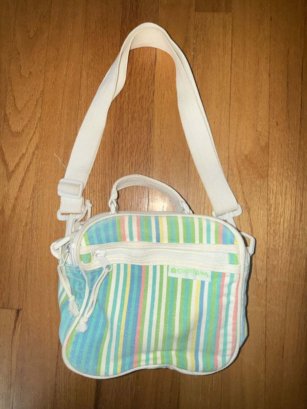 Carpetbags of America Multicolor Striped Top Handle Inner Pockets Cross Body Bag